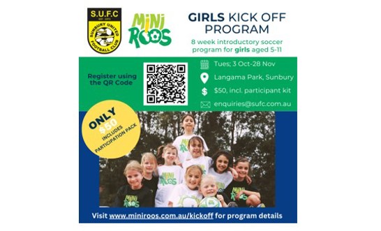 Girls 8 week @miniroos program - Term 4  REGISTRATIONS NOW OPEN